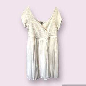 White slightly off the shoulder dress